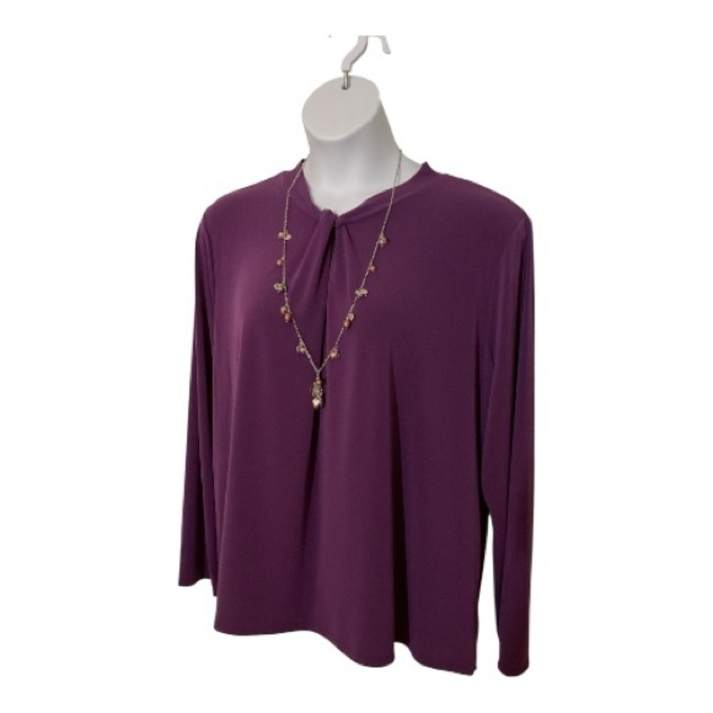 Investments Purple Blouse 2X Business Casual Flowy Top